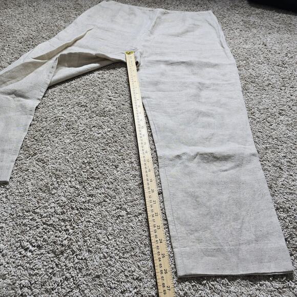 Neiman Marcus Linen Pants Sz 16 Beige Straight Leg Minimalist Resort Office - Picture 6 of 11